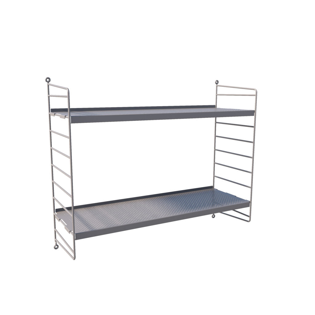 Kit Repisa Vintage Gris Perforada - Medular Diseño Repisa