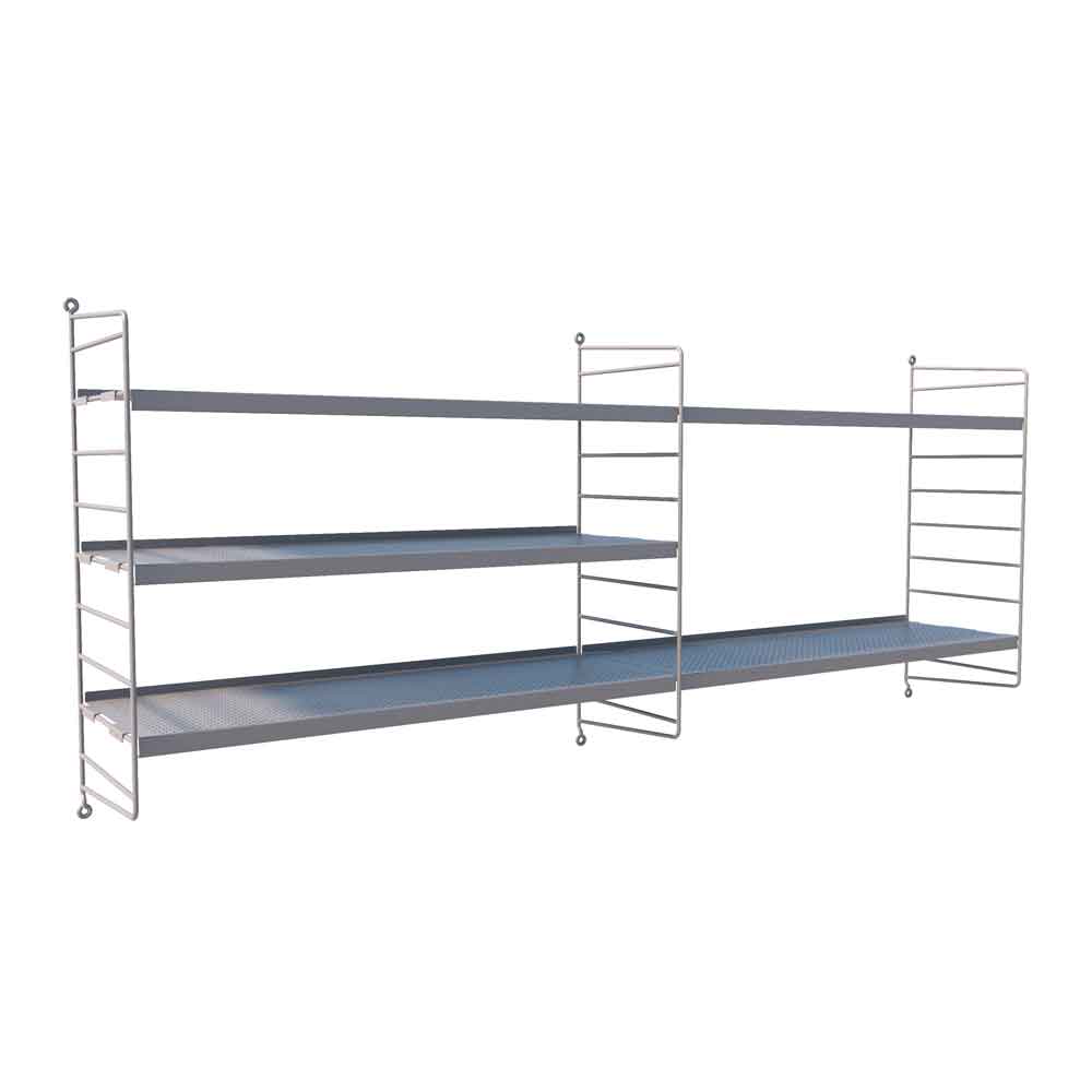 Kit Repisa Vintage Duo Gris Perforada - Medular Diseño Repisa