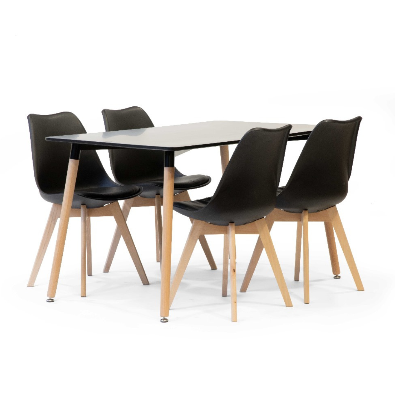 JUEGO DE COMEDOR MESA DSW NEGRA + 4 SILLAS TULIP NEGRA - Medular Diseño Juego de Comedor