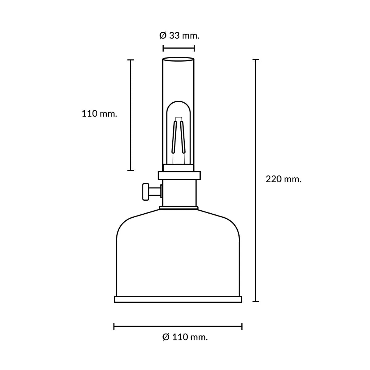 Lámpara de Mesa Argand Recargable Dimeable Blanca