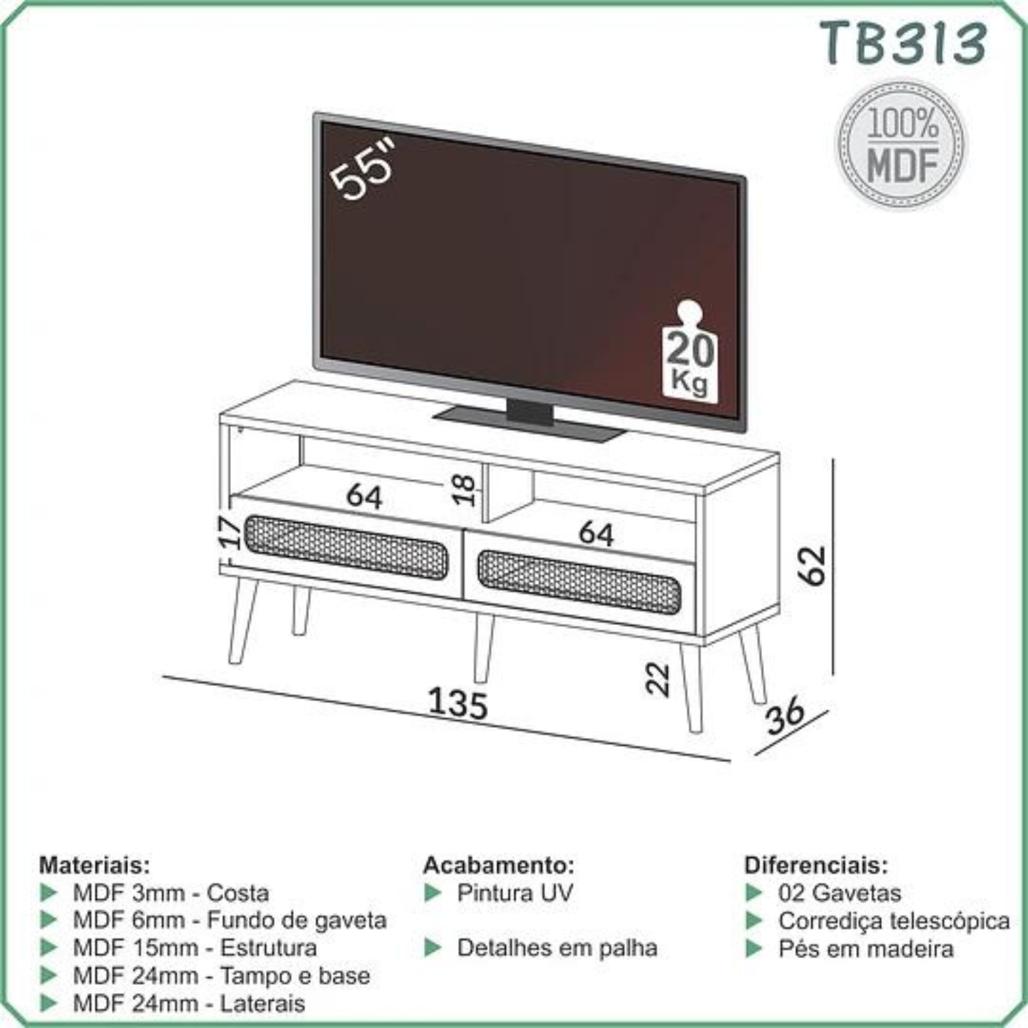 Rack Duo Nature 1.35