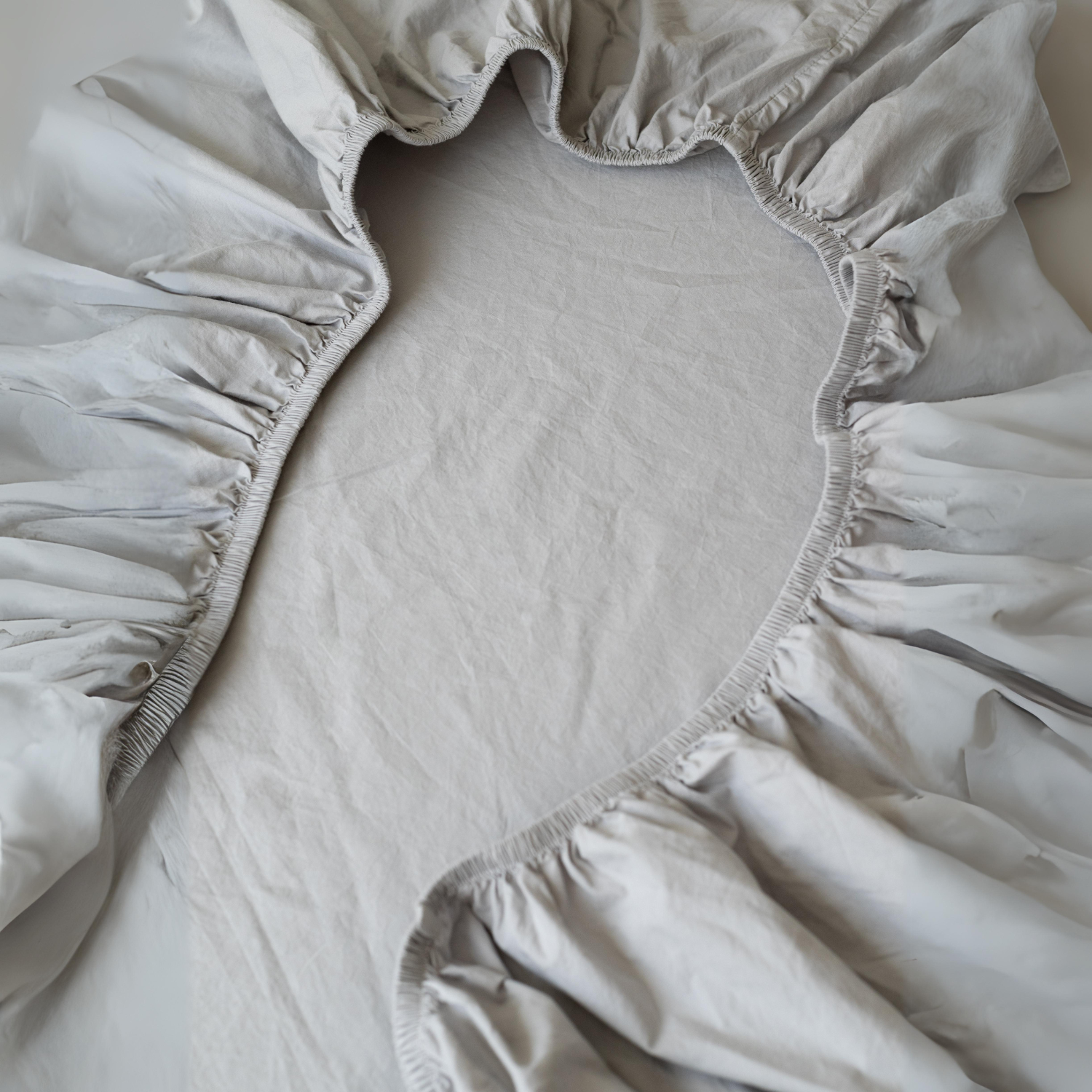 Sábana Bajera Algodón Gris Claro 200 Hilos - Medular Diseño Ropa de Cama