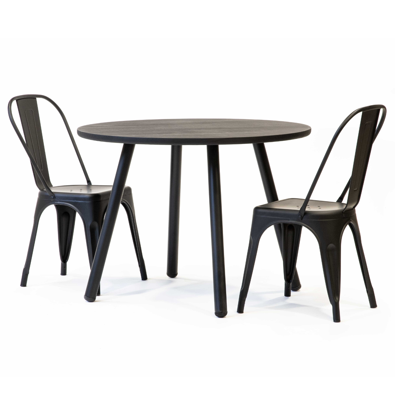 Juego de Comdedor Aula Black 4P + Sillas Tolix Negro - Medular Diseño Juego de Comedor