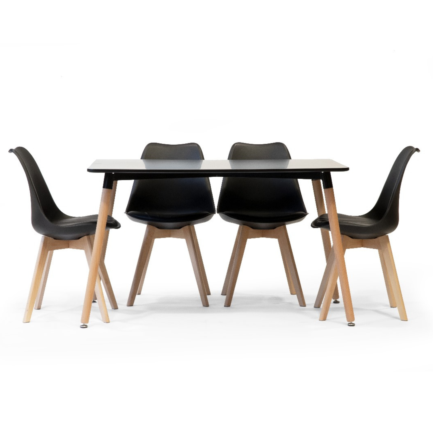 JUEGO DE COMEDOR MESA DSW NEGRA + 4 SILLAS TULIP NEGRA - Medular Diseño Juego de Comedor