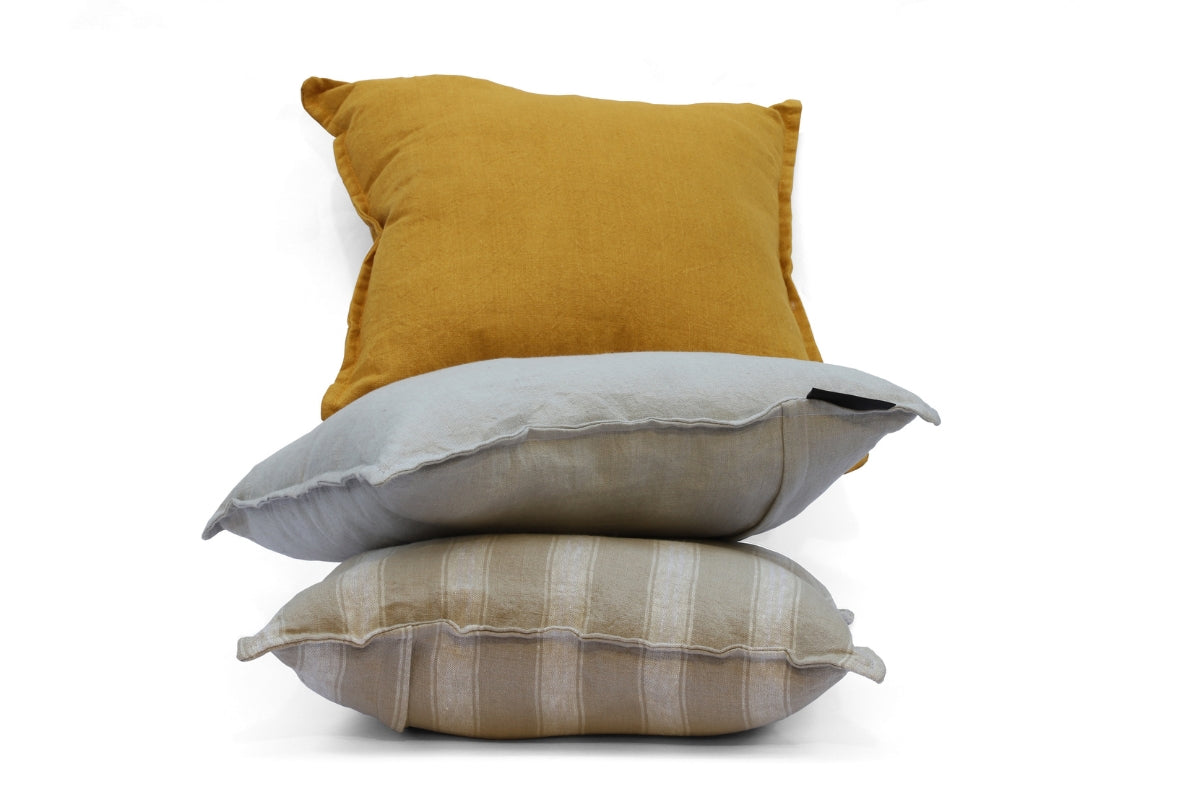 Cojín Lino franjas beige - Medular Diseño Cojines EE