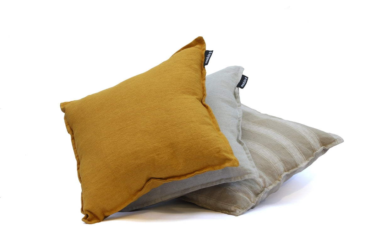 Cojín Lino franjas beige - Medular Diseño Cojines EE