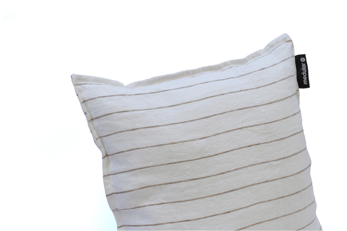 Cojín Lino lineas caramel - Medular Diseño Cojines EE