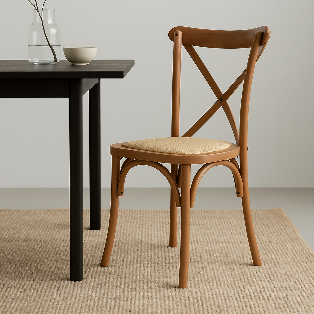 Silla CrossCraft Madera y Rattan Natural