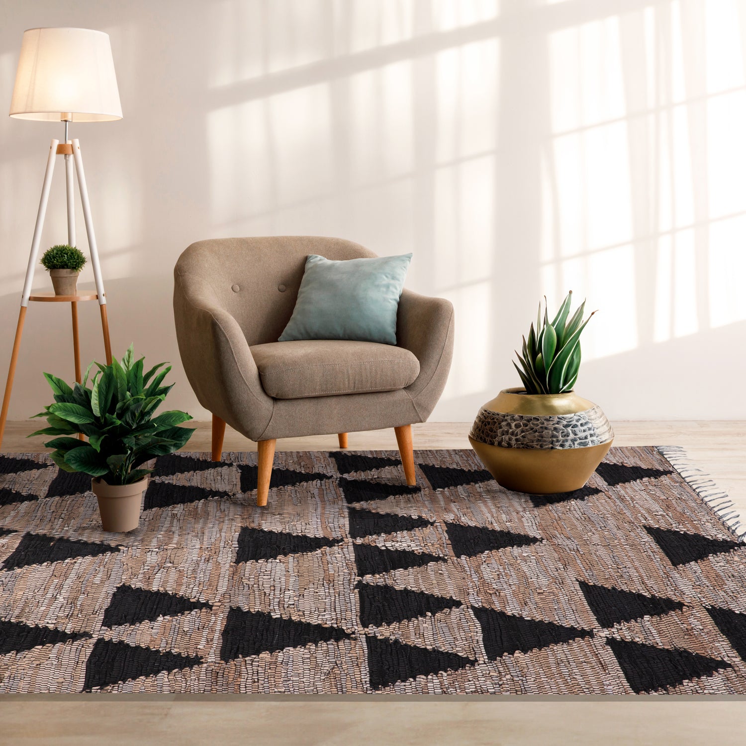 Natural Leather Mix 612 Charcoal - Medular Diseño Alfombras