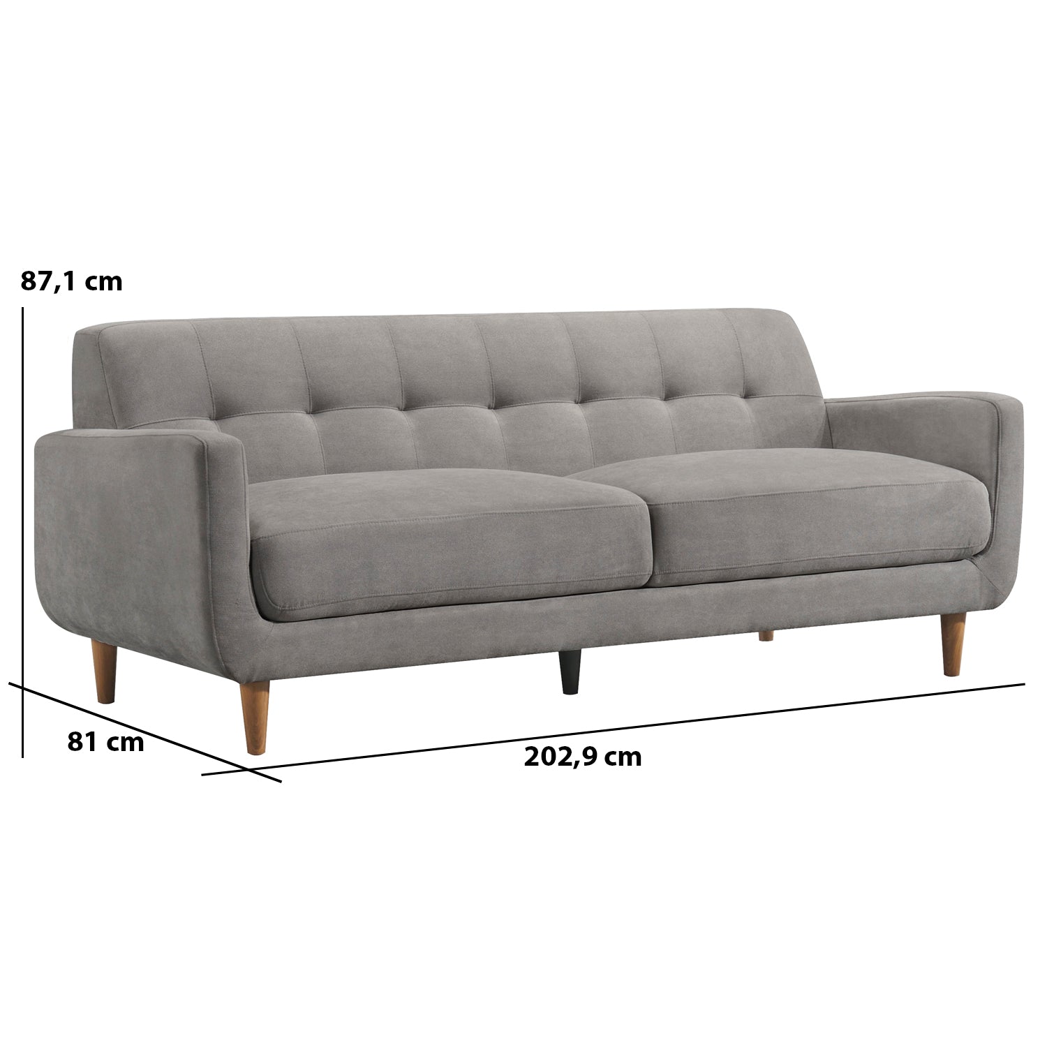 Sofa Milan 3 Cuerpos Gris