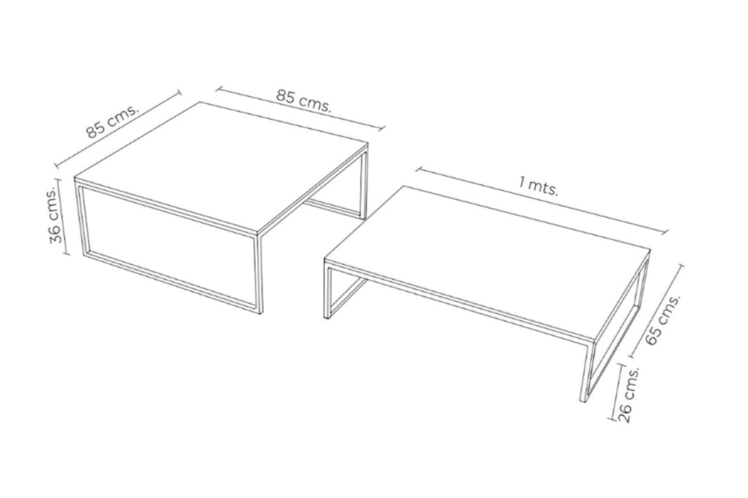 Mesa de Centro Duo Black Pietra - Medular Diseño Mesas de Centro