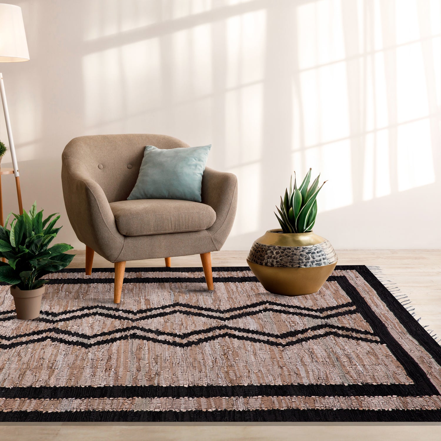 Natural Leather Mix 614 Black - Medular Diseño Alfombras