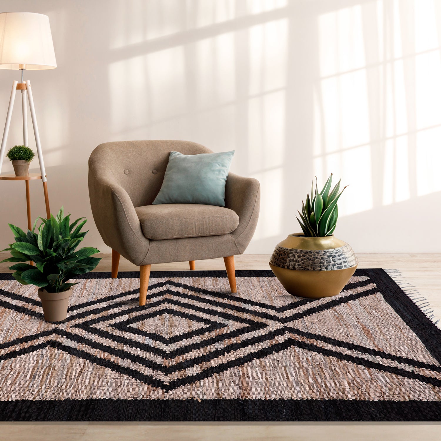 Natural Leather Mix 613 Black - Medular Diseño Alfombras