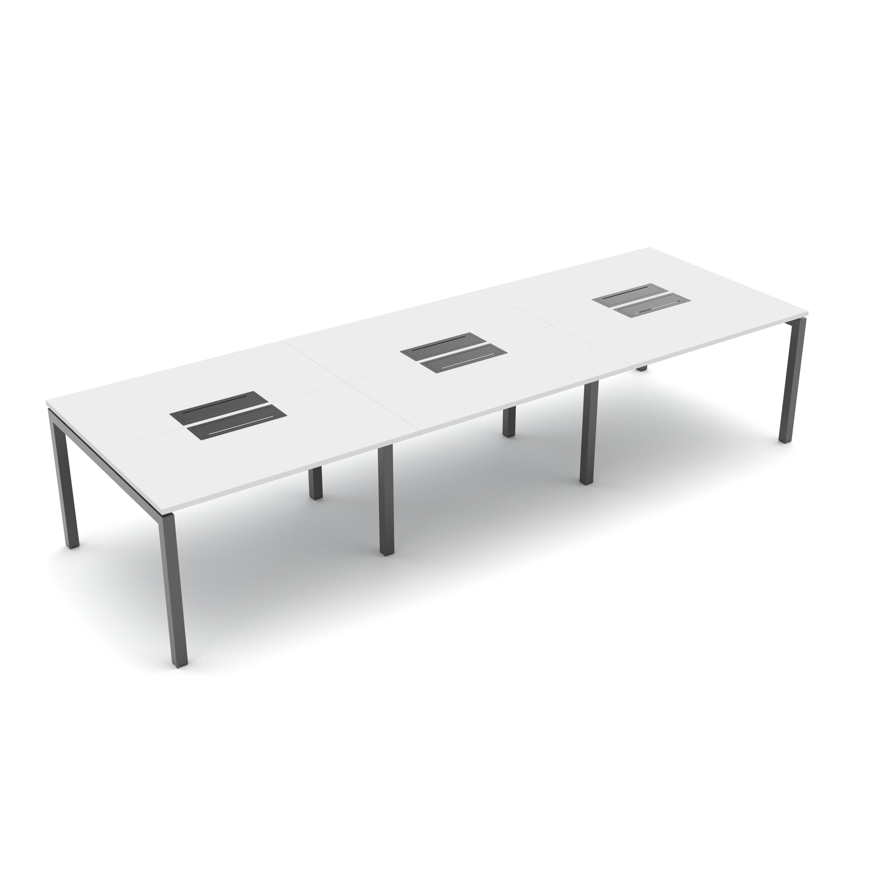 Escritorio Bench Enfrentado 6 Personas electrificable blanco/grafito - Medular Diseño Escritorios