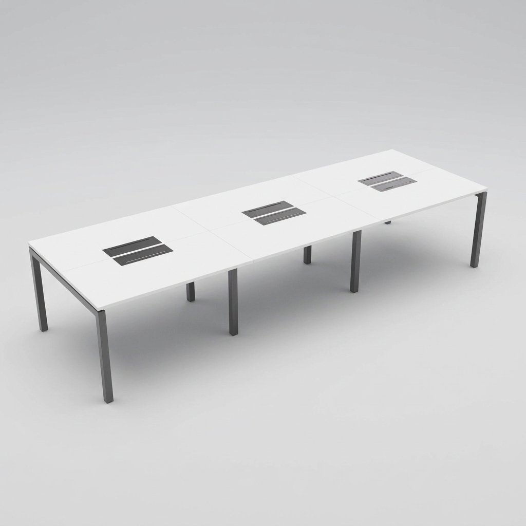 Escritorio Bench Enfrentado 6 Personas electrificable blanco/grafito
