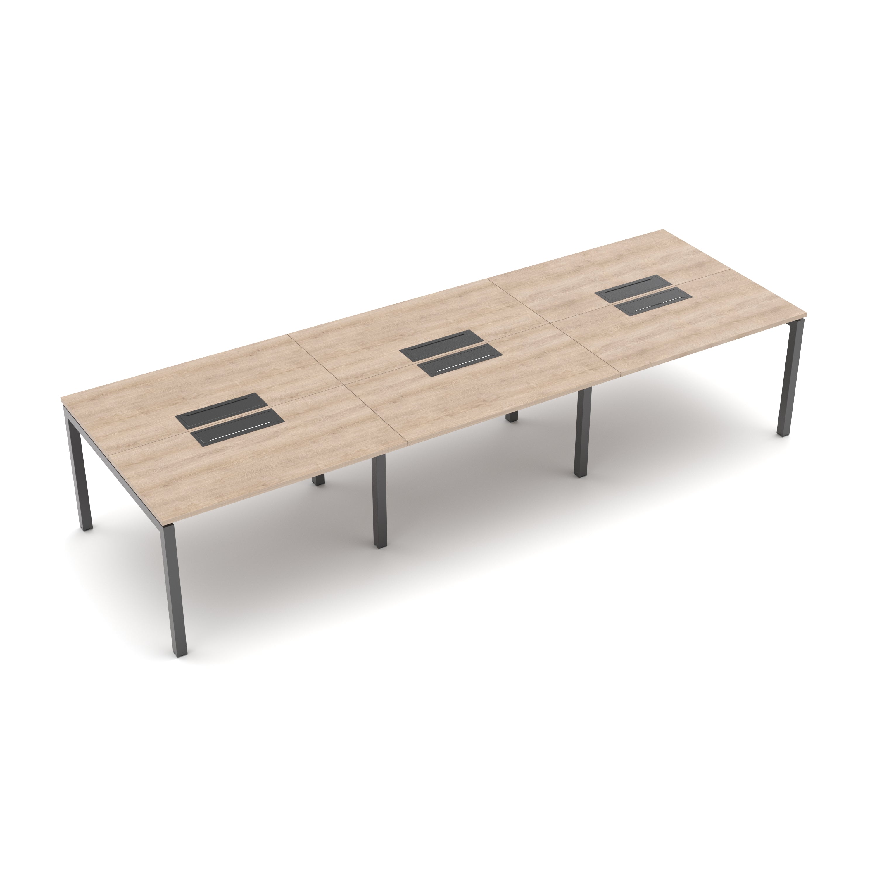 Escritorio Bench Enfrentado 6 Personas electrificable Roble/Grafito