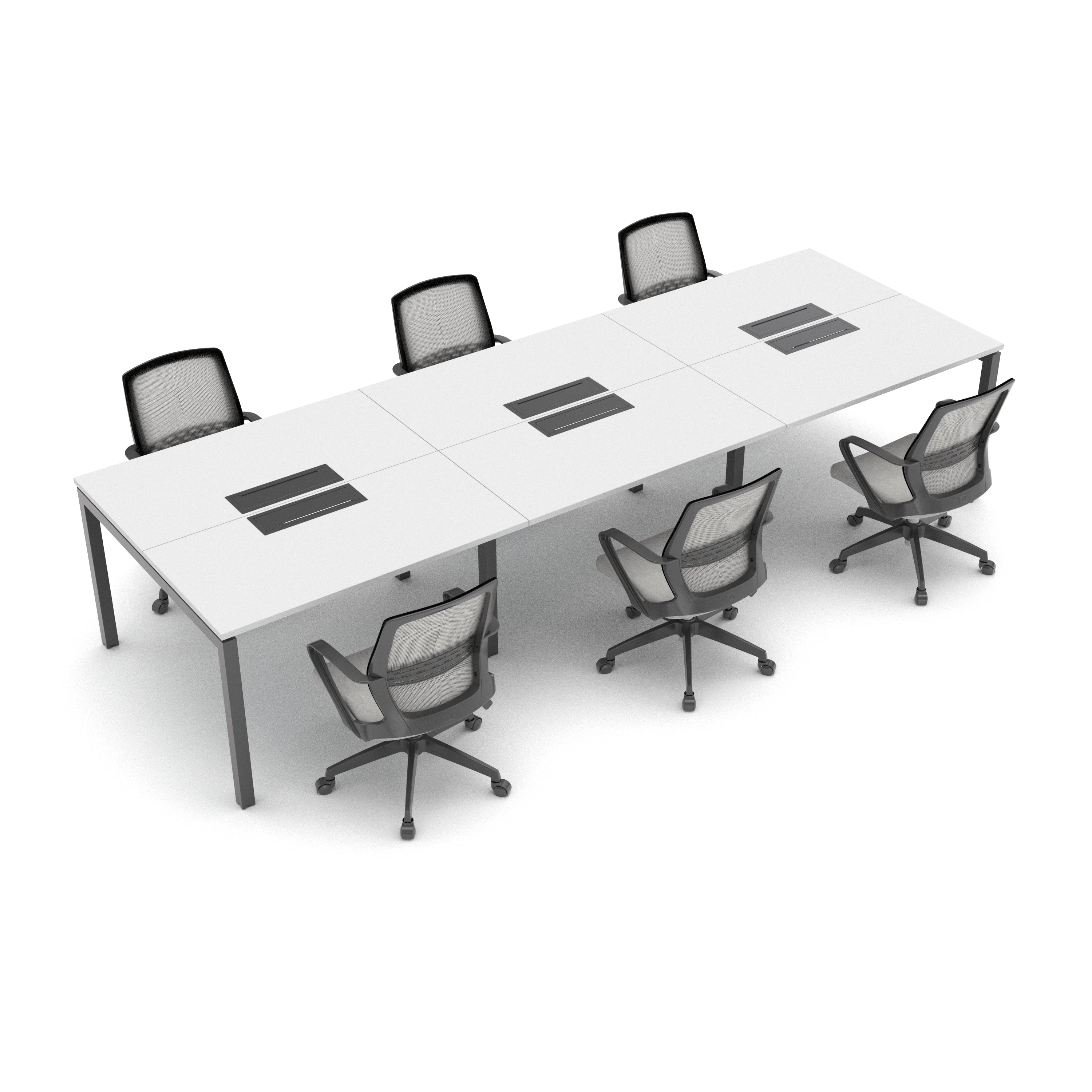 Escritorio Bench Enfrentado 6 Personas electrificable blanco/grafito - Medular Diseño Escritorios