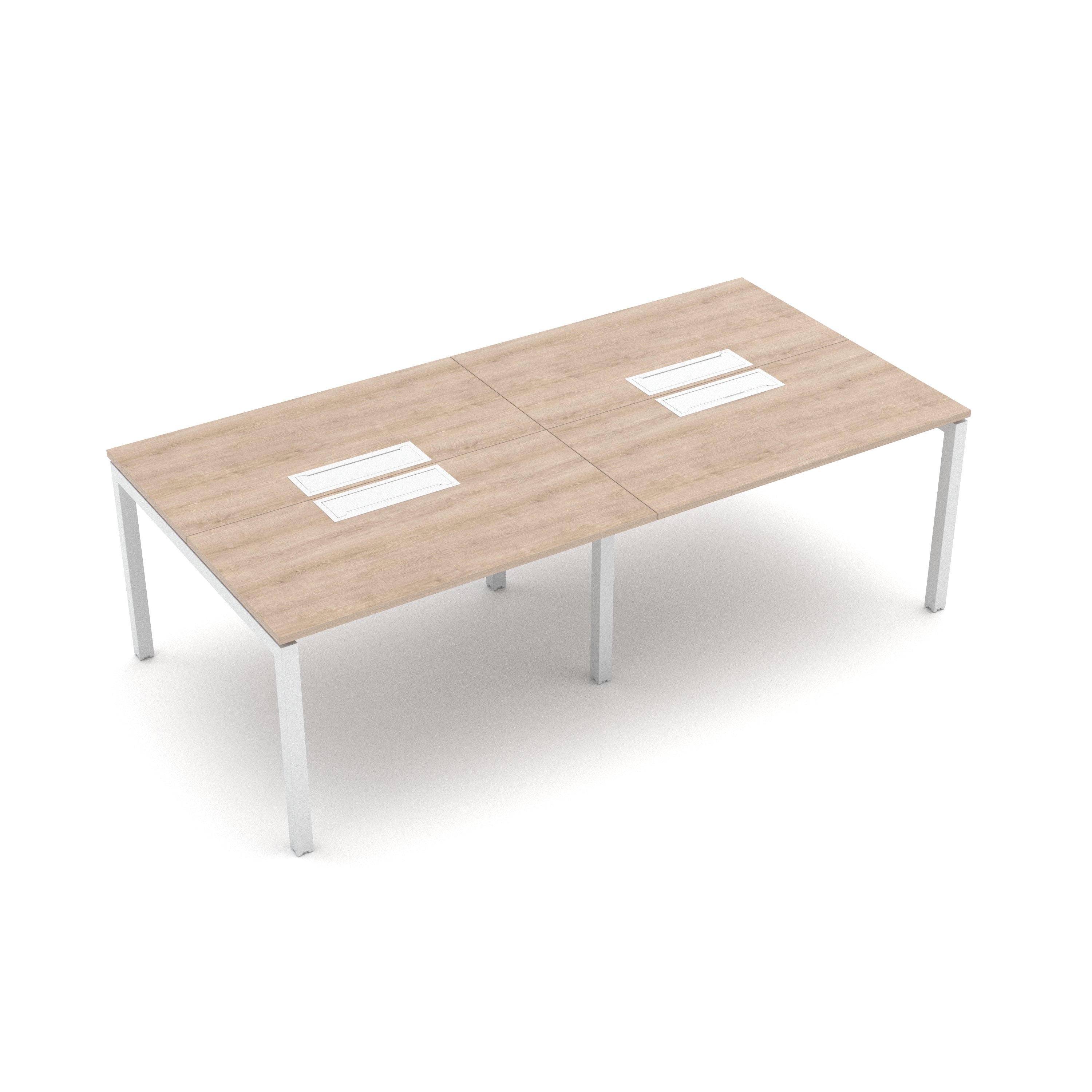 Escritorio Bench Enfrentado 4 Personas electrificable Roble/Blanco