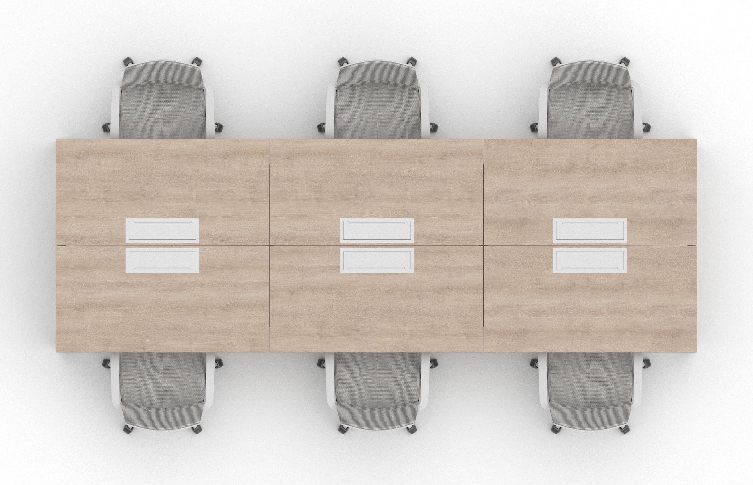 Escritorio Bench Enfrentado 6 Personas electrificable Roble/Blanco