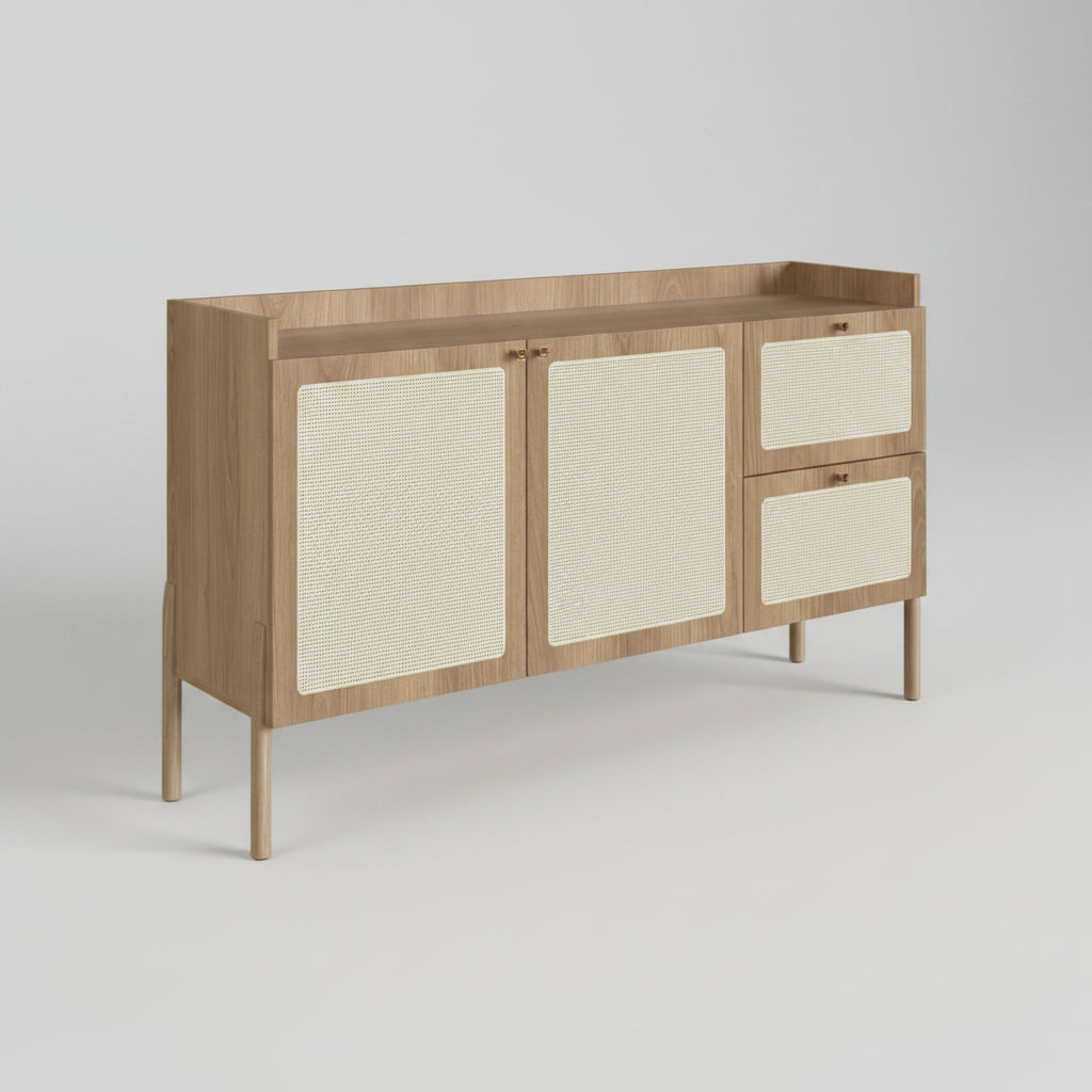 Aparador Nórdico Oslo Natural – Rejilla & Madera para Espacios Luminosos