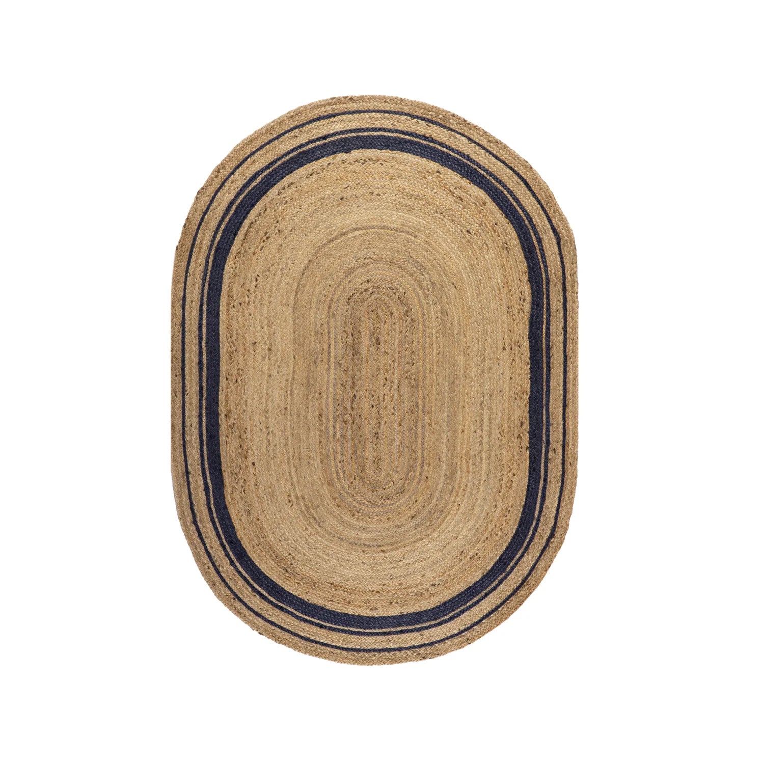 Handwoven Jute Braided 02 Nat/Blu - Medular Diseño Alfombras