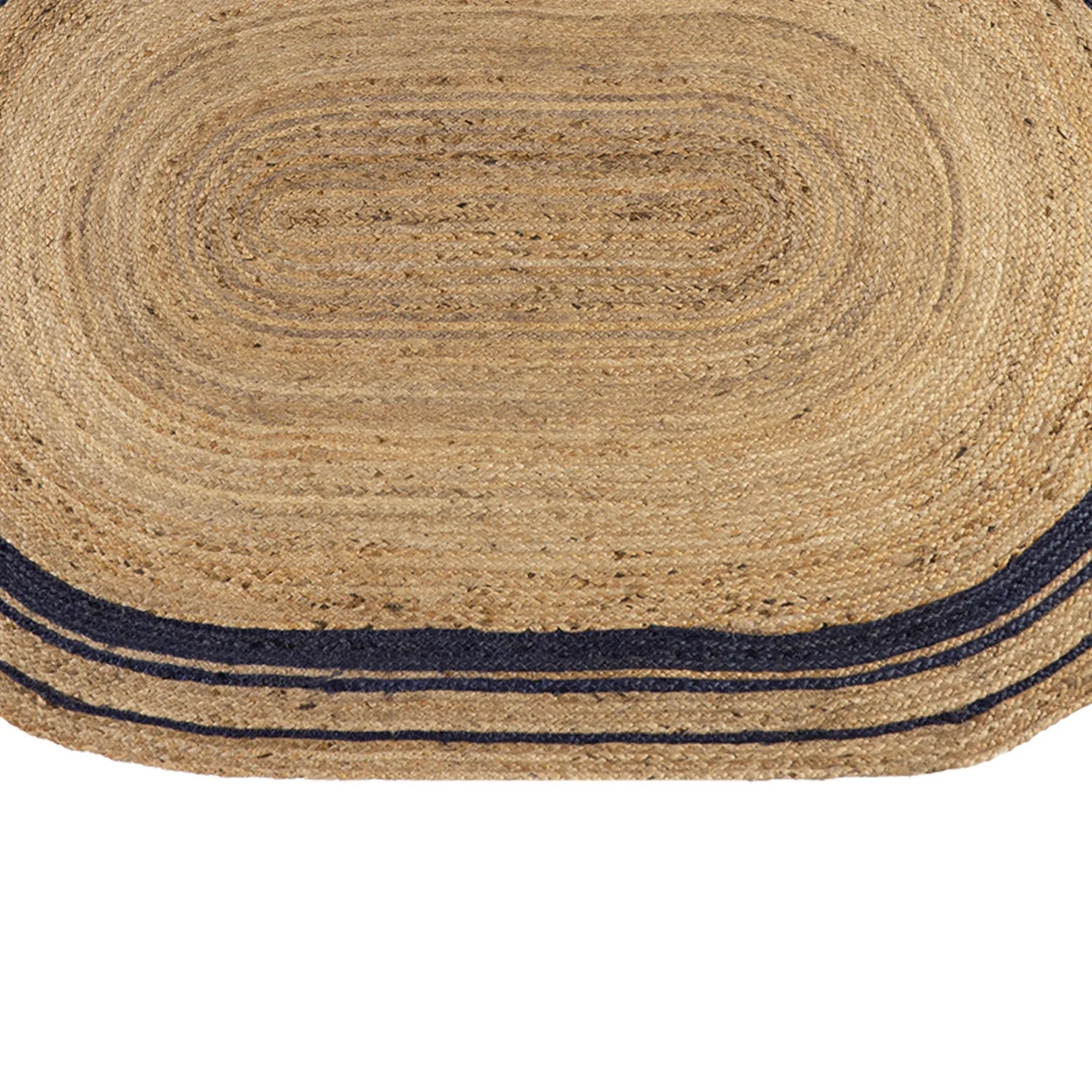 Handwoven Jute Braided 02 Nat/Blu - Medular Diseño Alfombras