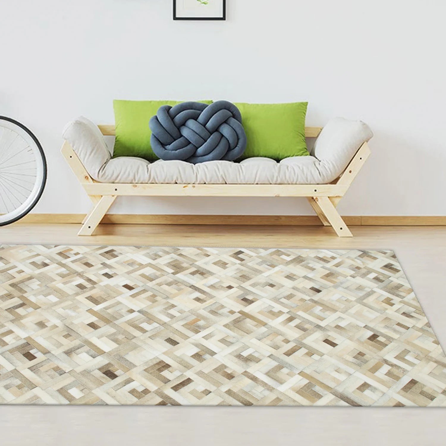 Alfombra Leather Patch Design Café/Beige - Medular Diseño Alfombra