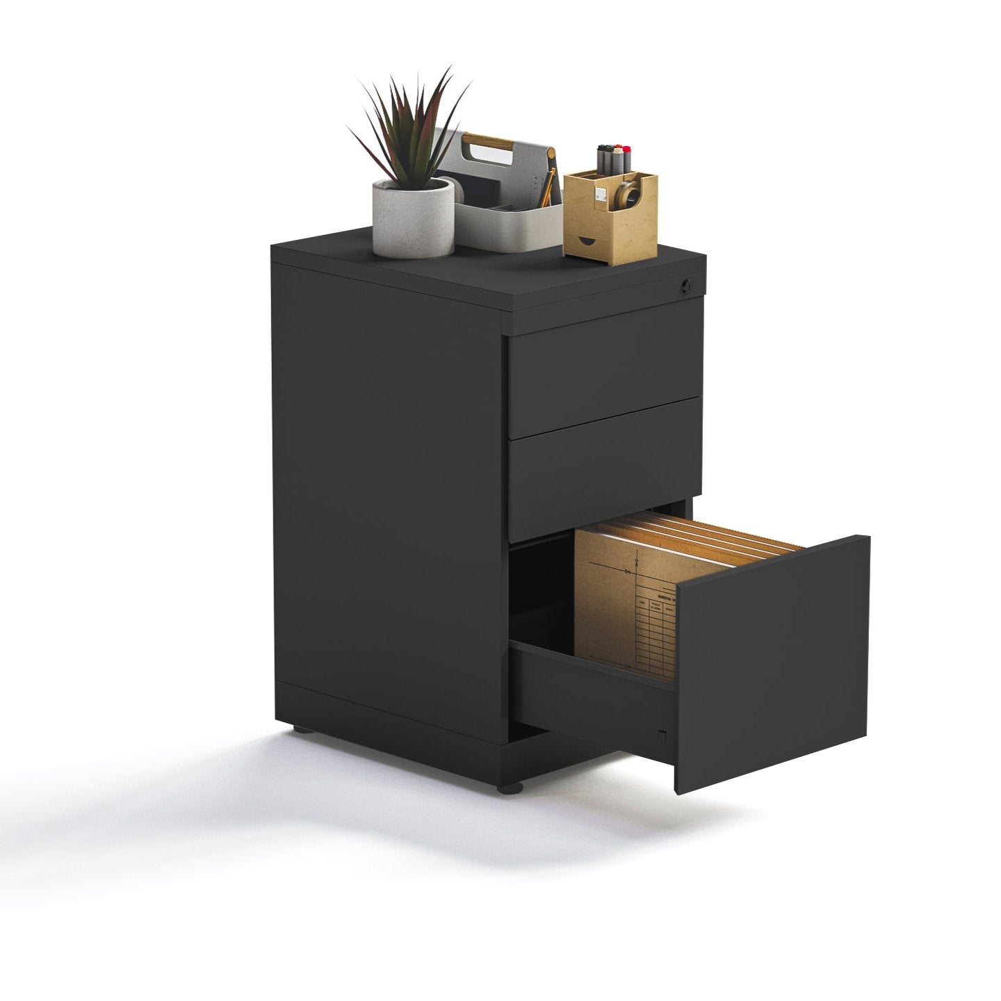 Cajonera Pedestal Negra 2C + 1K - Medular Diseño Cajonera