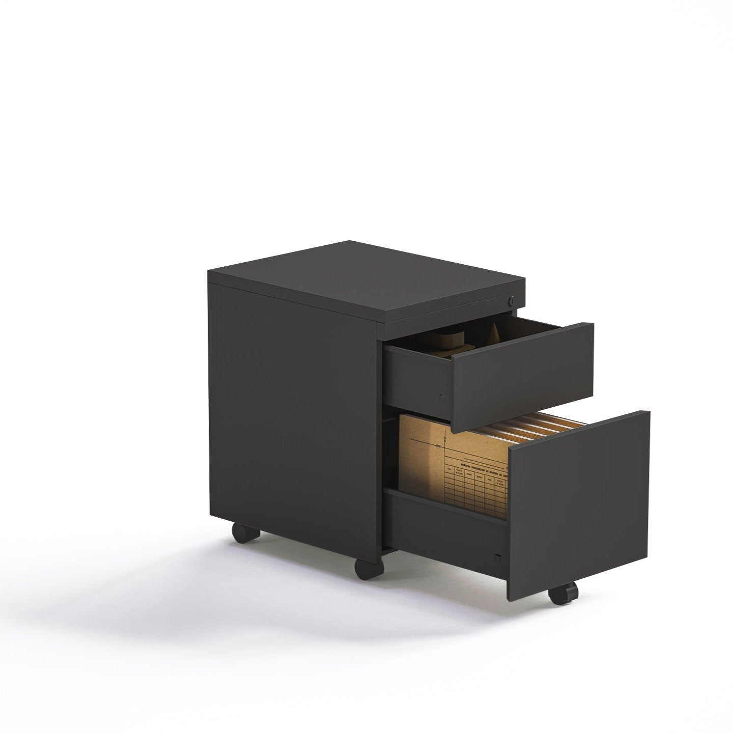 Cajonera Rodante Negra 1C + 1K - Medular Diseño Cajonera