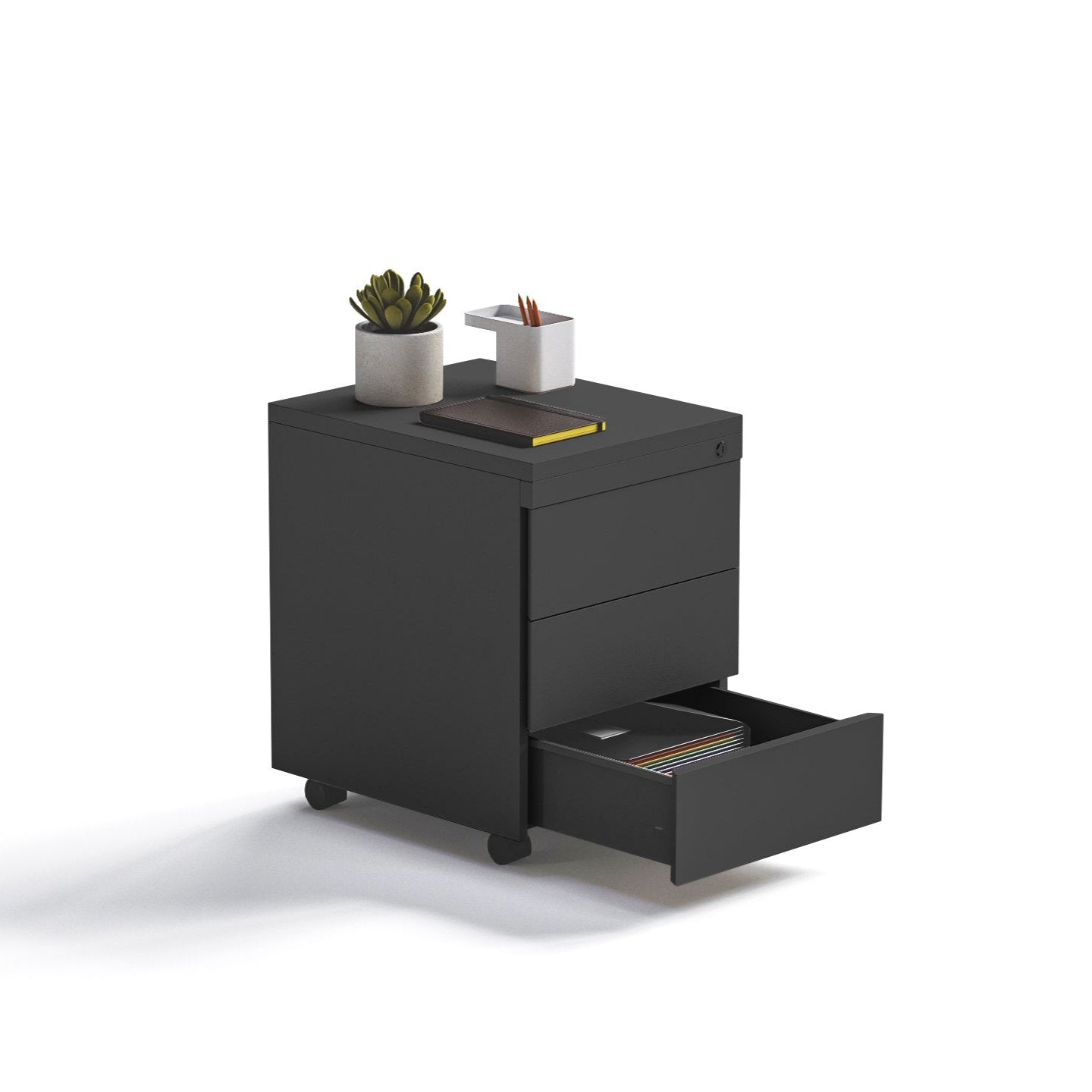 Cajonera Rodante Negra 3C - Medular Diseño Cajonera