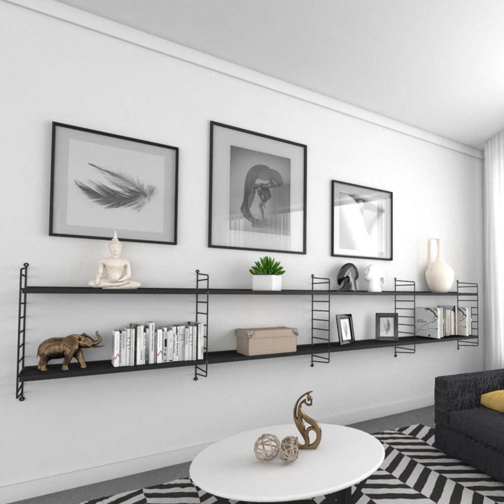 Kit Repisa Vintage Quatro Negro - Medular Diseño Repisa