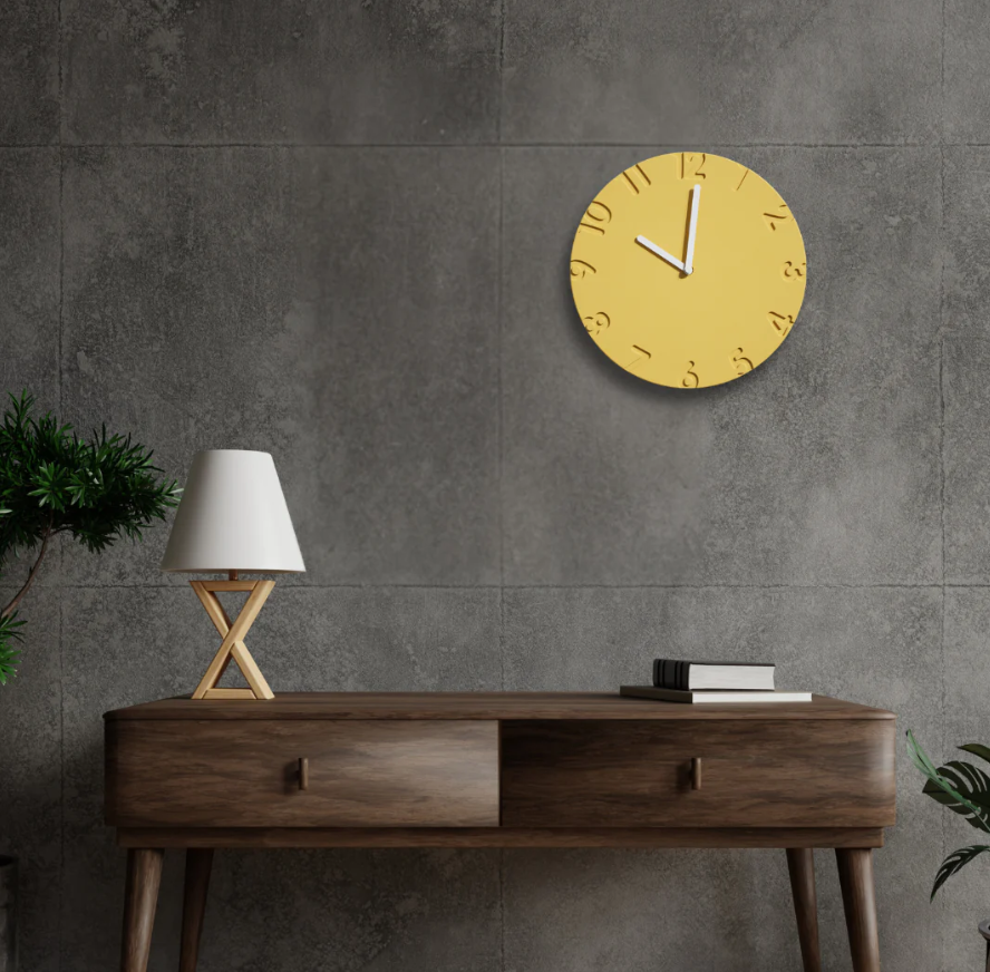 Reloj de Pared Concreto Amarillo