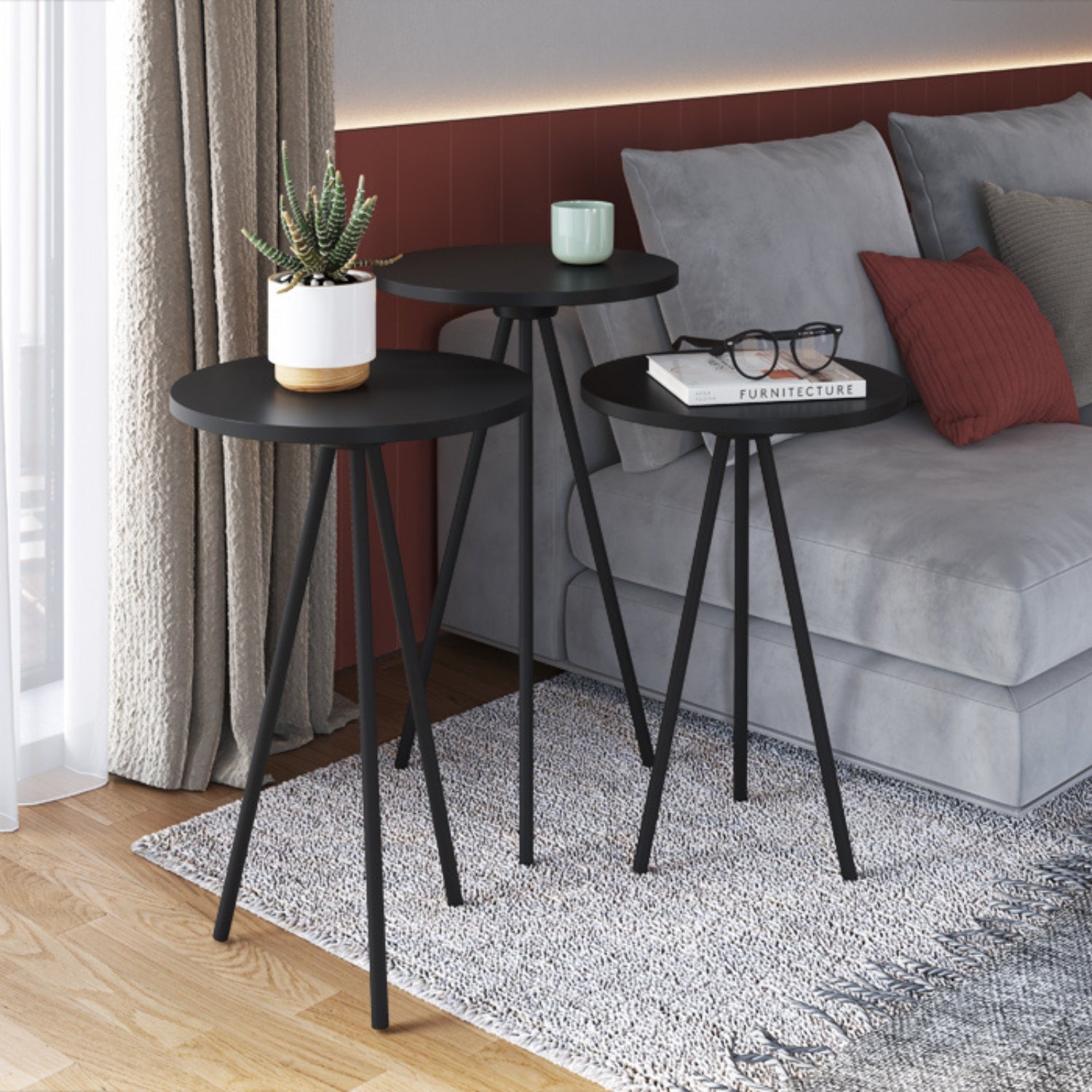 SET 3 MESAS BLACK - Medular Diseño Mesa lateral