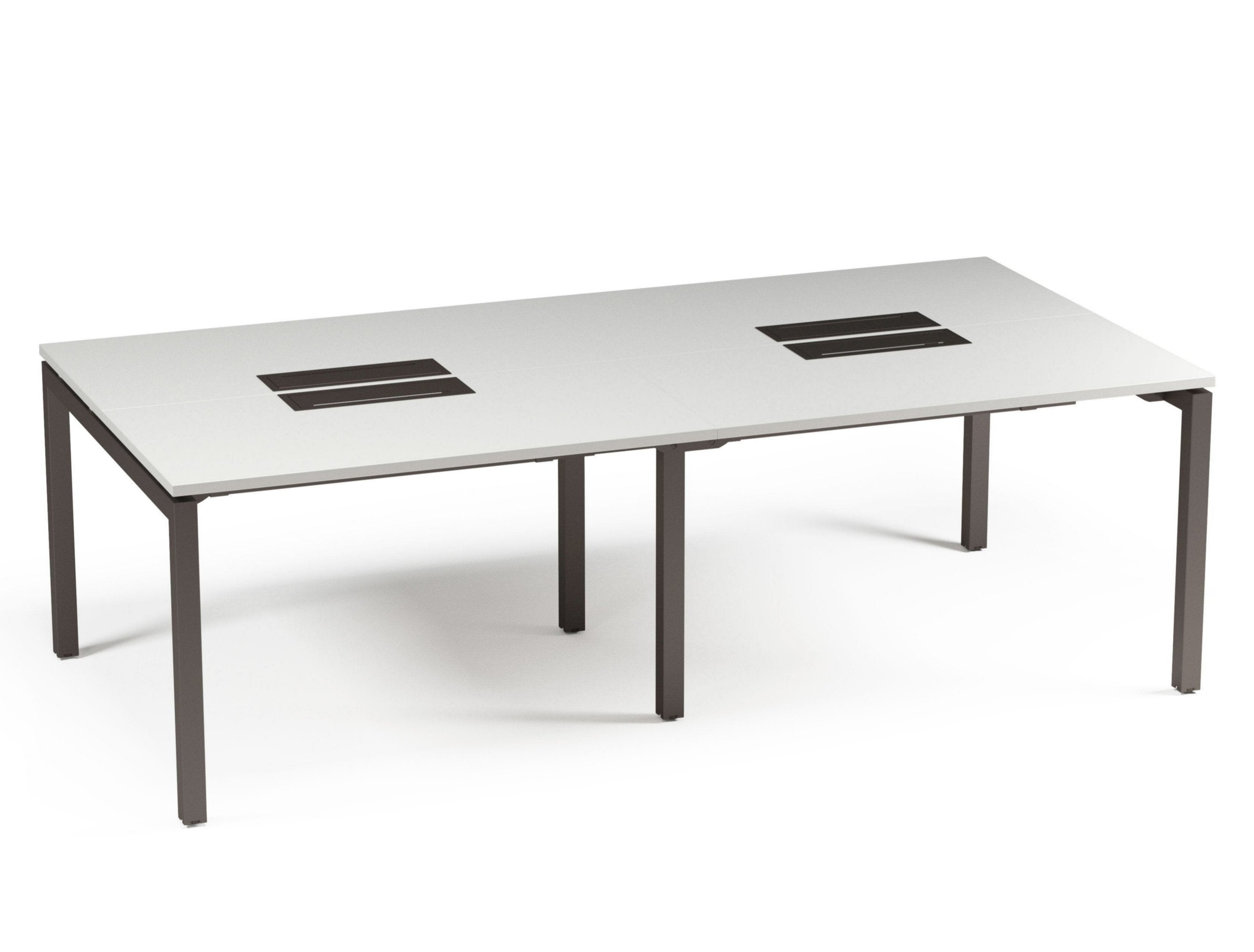 Escritorio Bench Enfrentado 4 Personas electrificable blanco/grafito - Medular Diseño Escritorios