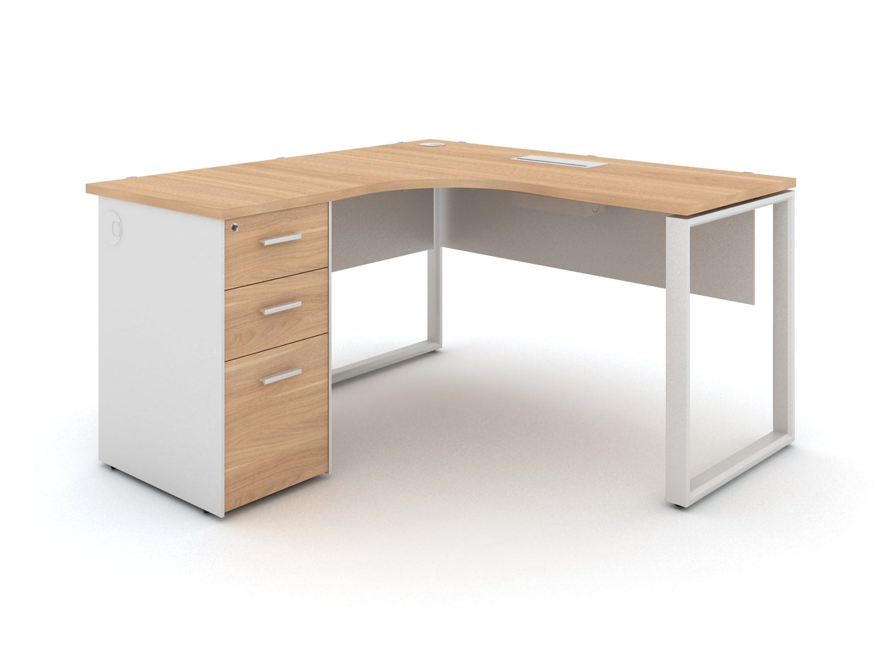 Escritorio oficina L + Cajonera Izquierdo Roble