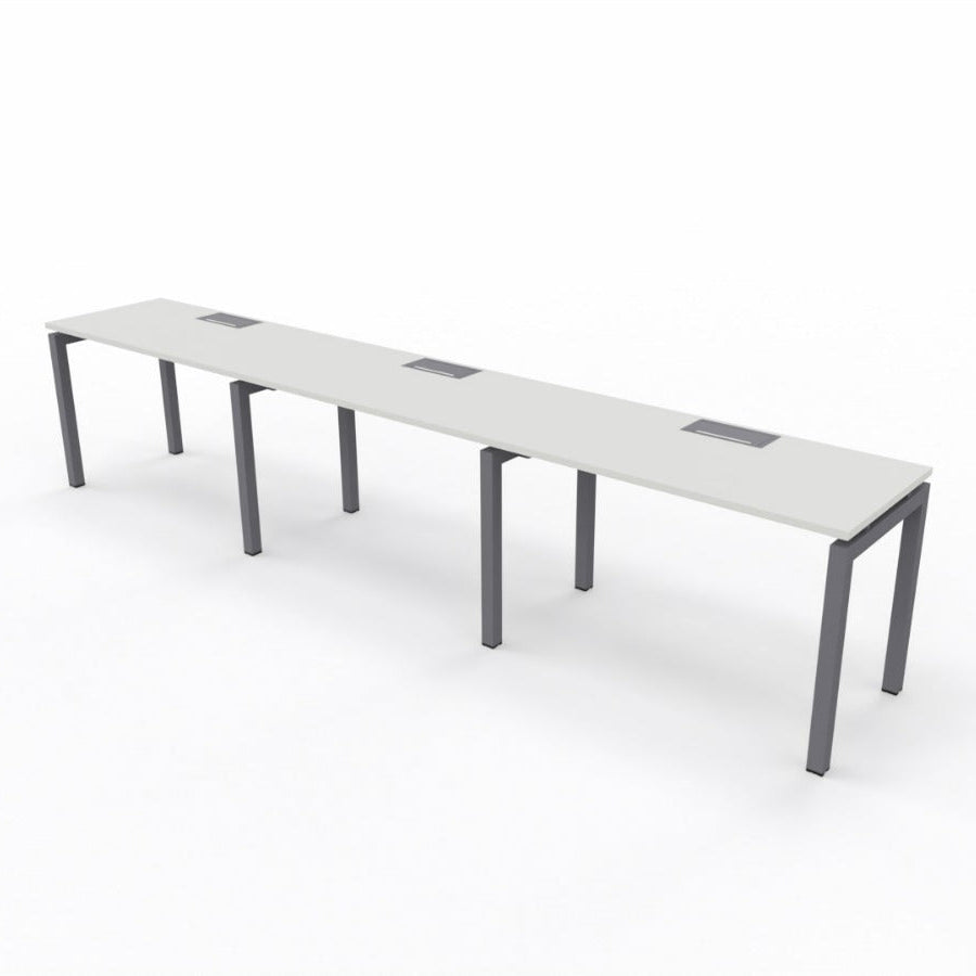 Escritorio Bench Lineal 3 Personas electrificable blanco/grafito