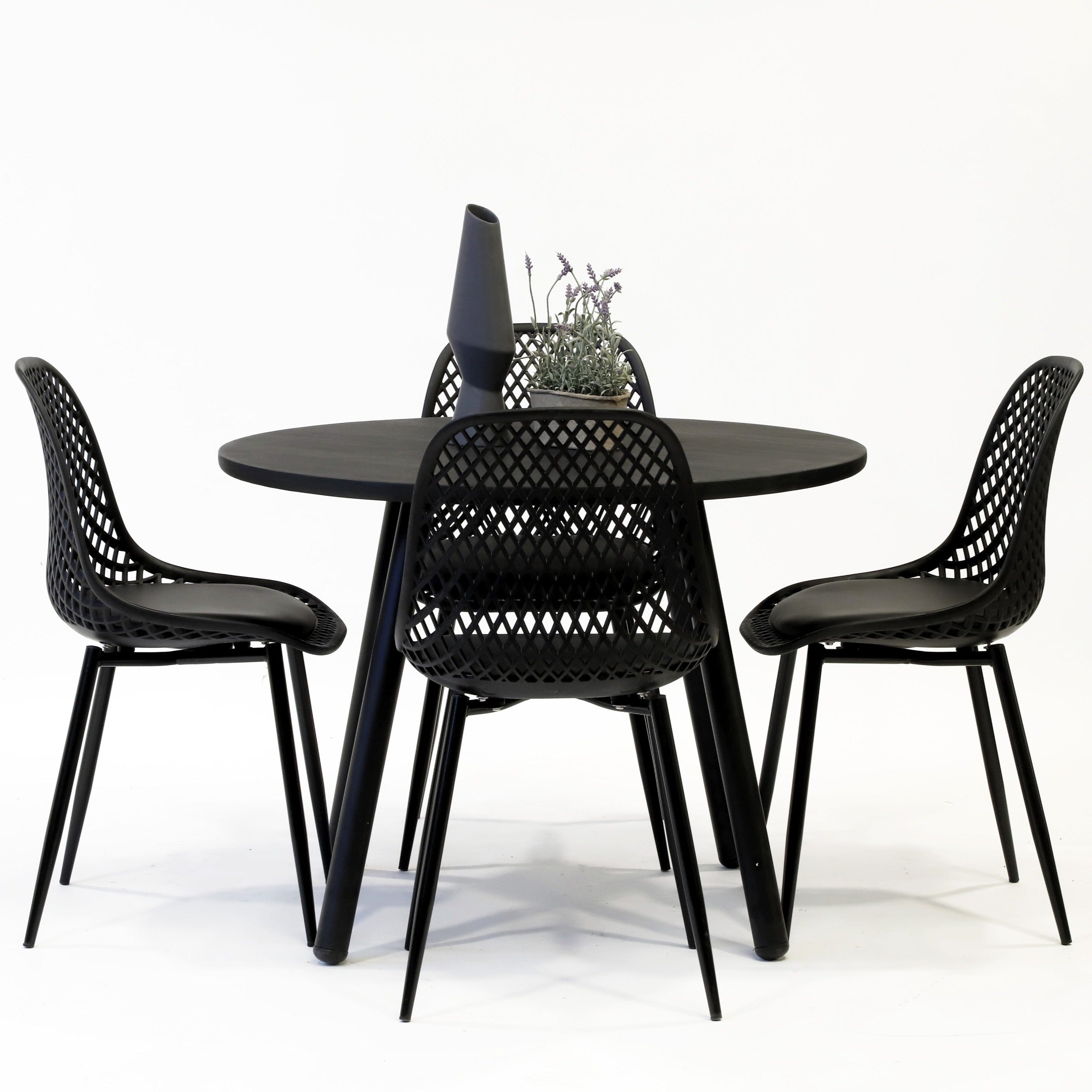 Juego de Comedor Aula Black 4P + Sillas Europa Negra - Medular Diseño Juego de Comedor