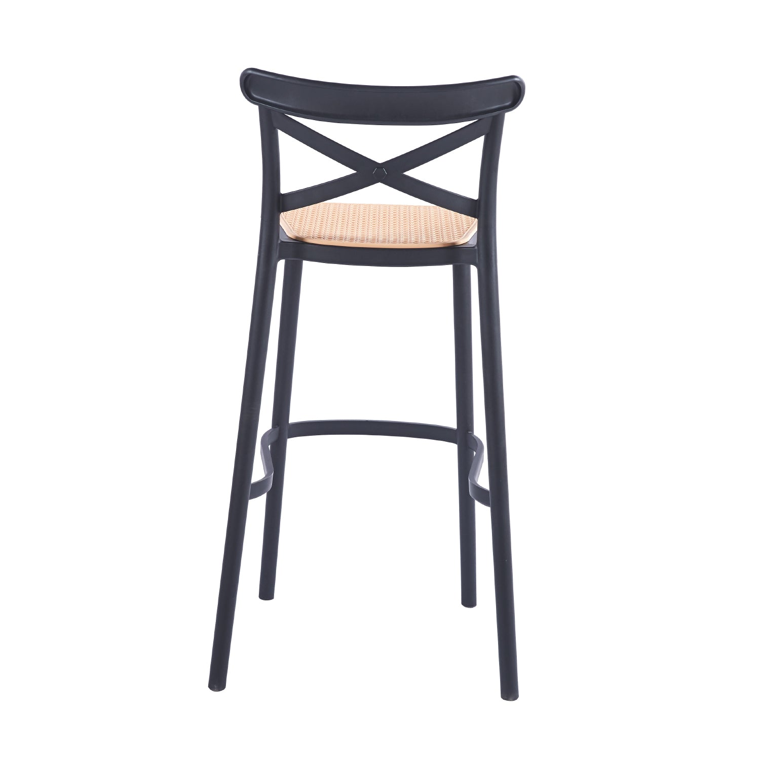 Taburete CrossCraft Rattan Negra - Medular Diseño Taburetes