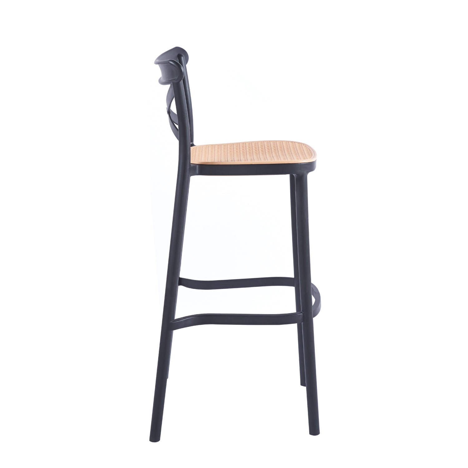 Taburete CrossCraft Rattan Negra - Medular Diseño Taburetes