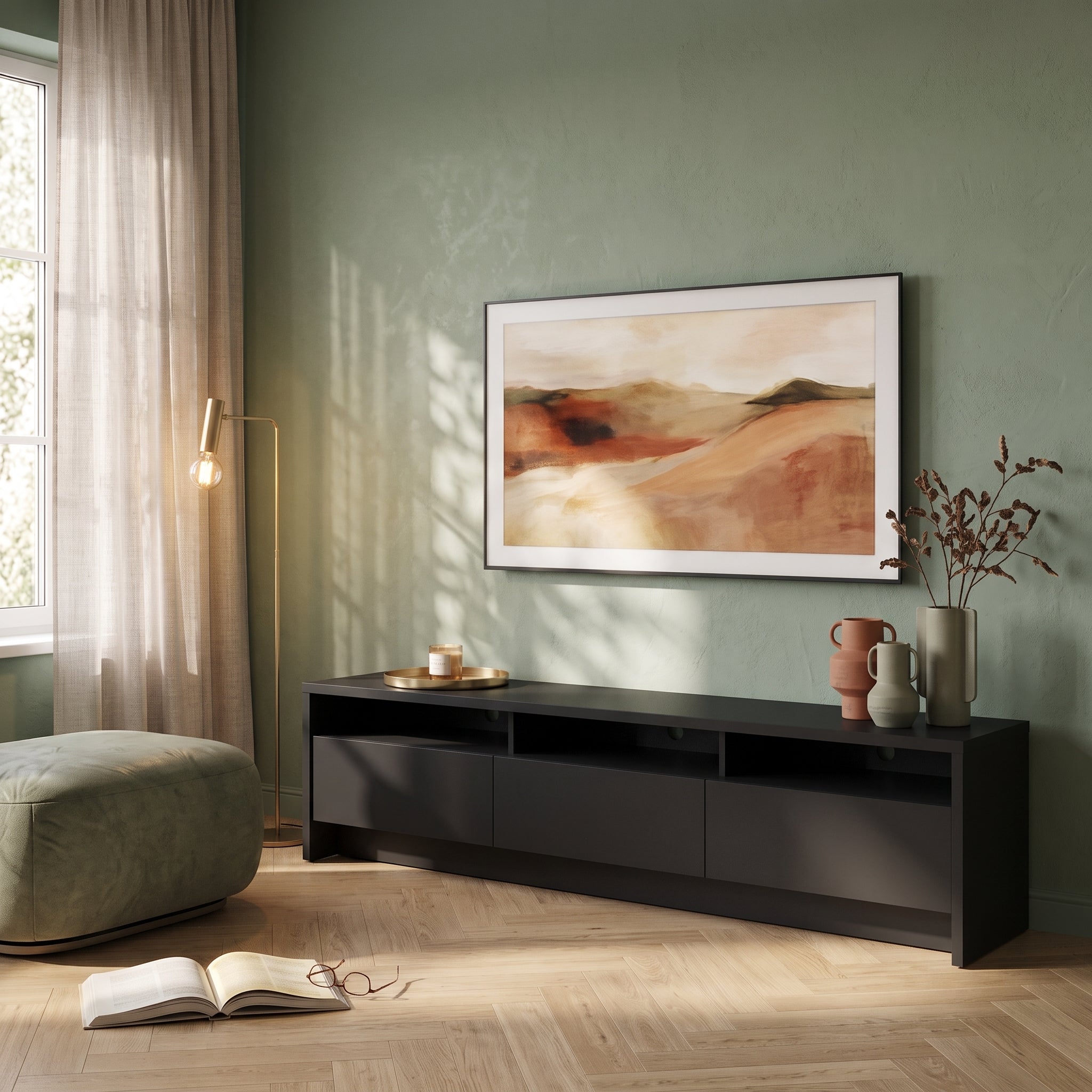 Rack de TV Aspen 1.8 m Negro Mate