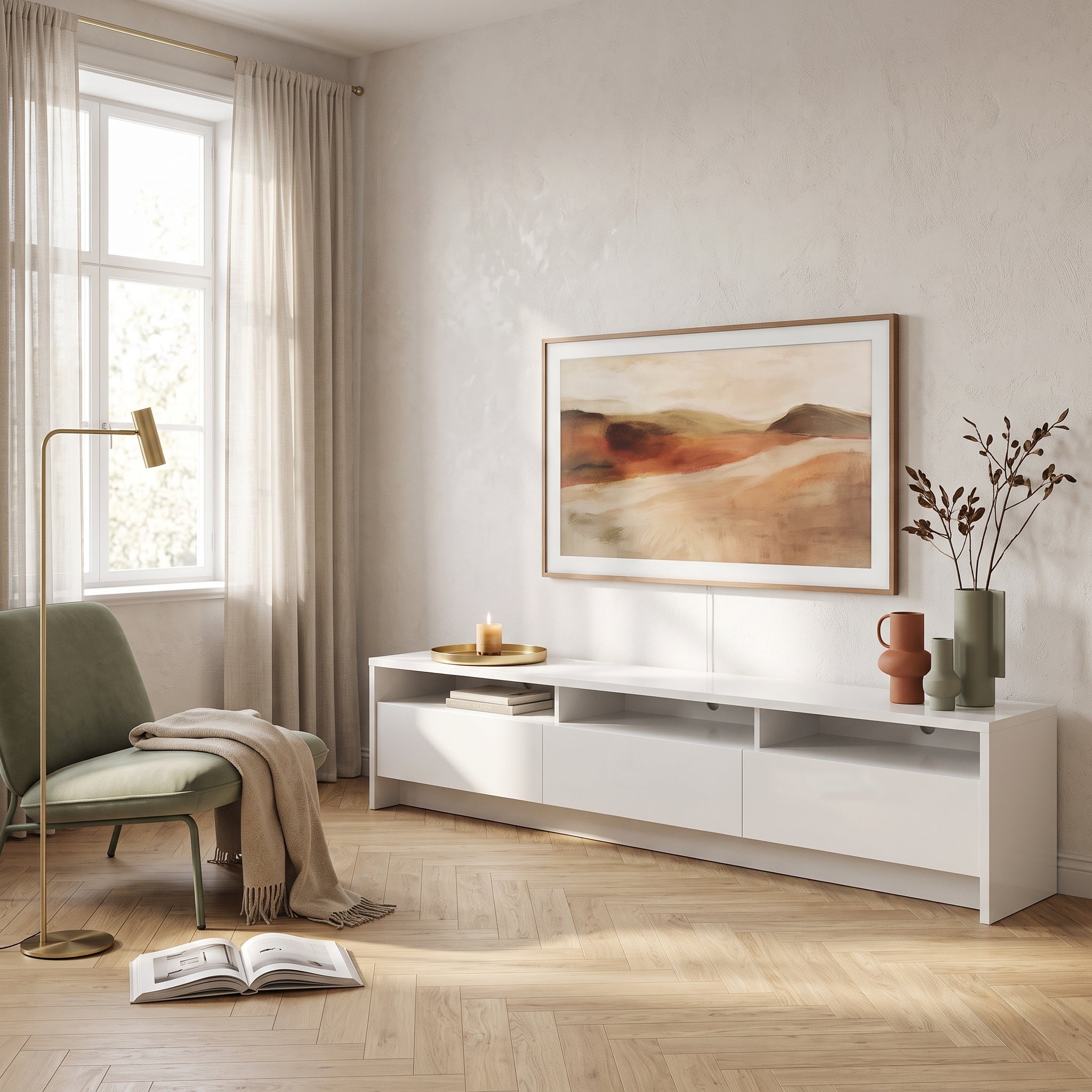 Rack Aspen 2.2 Blanco – Mueble de TV de 220 cm