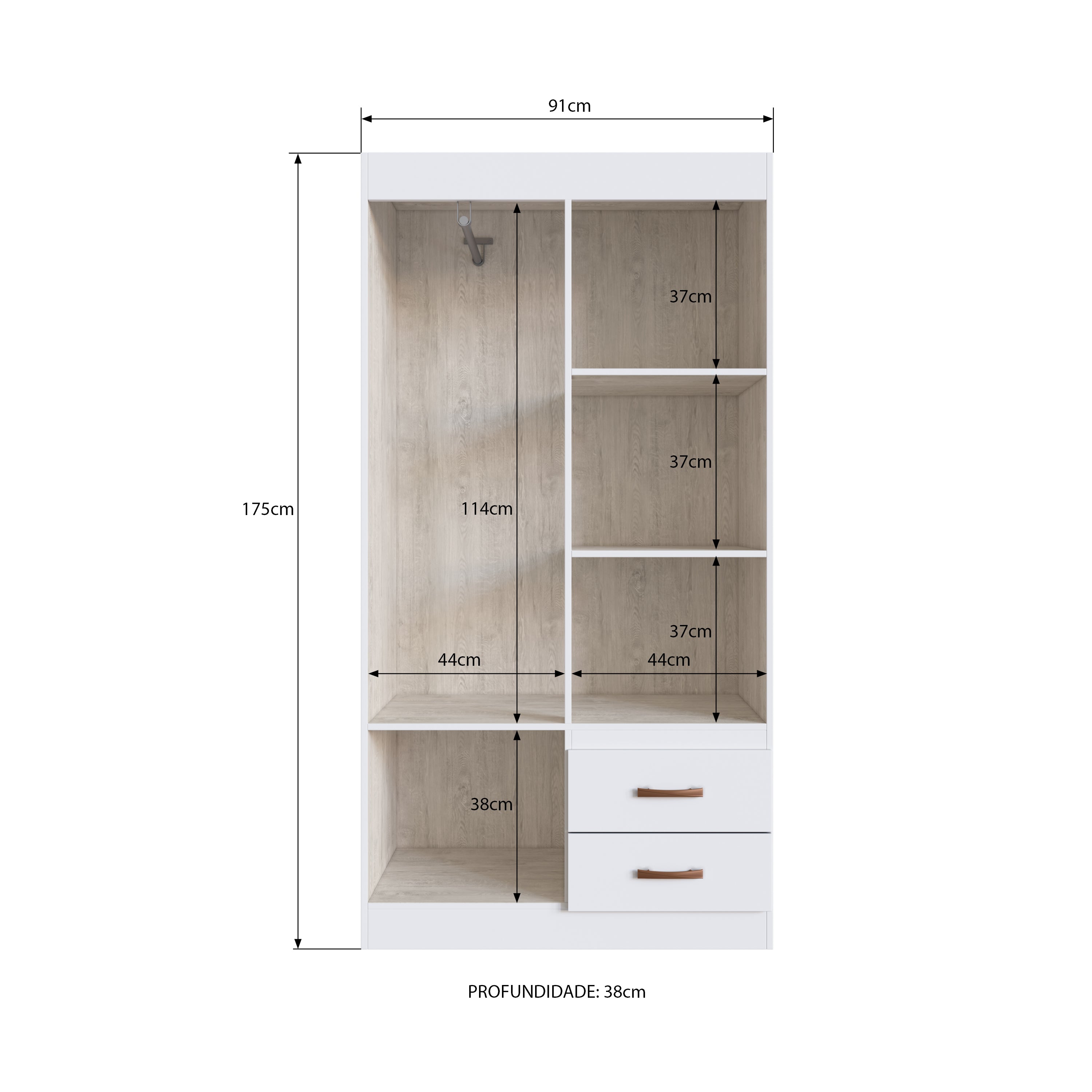 Closet Basic 4 puertas - 2 cajones