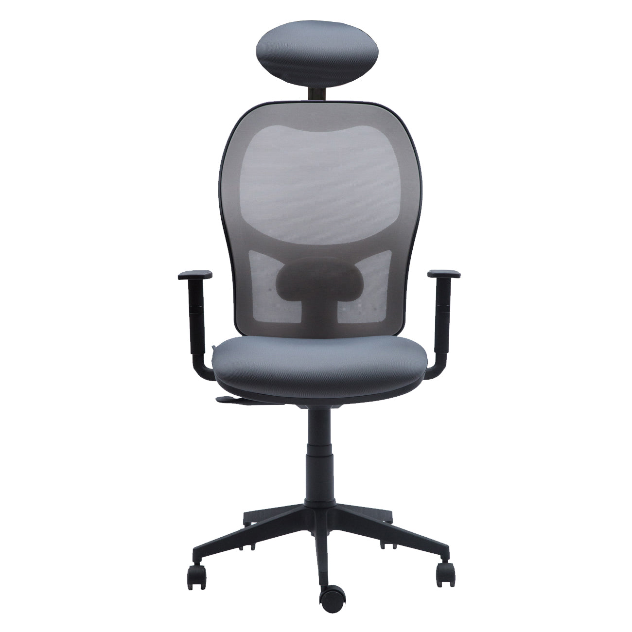 Silla oficina Q3 Gris con Cabecero - Medular Diseño Sillas de Escritorio