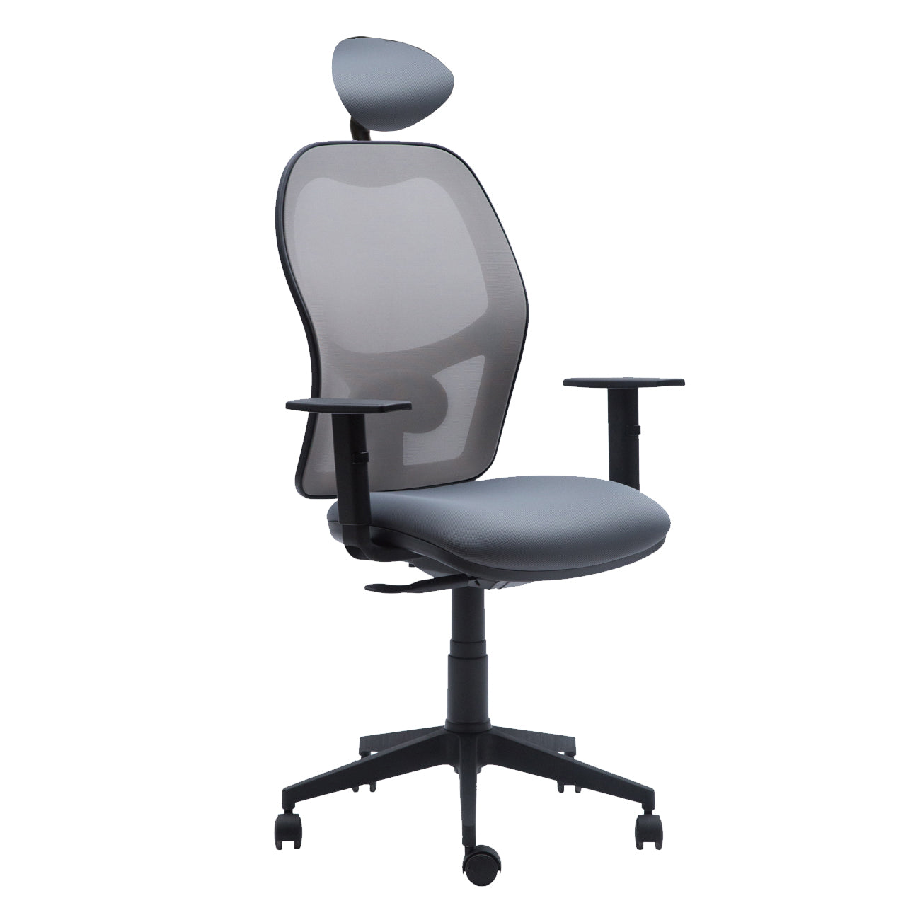 Silla oficina Q3 Gris con Cabecero - Medular Diseño Sillas de Escritorio