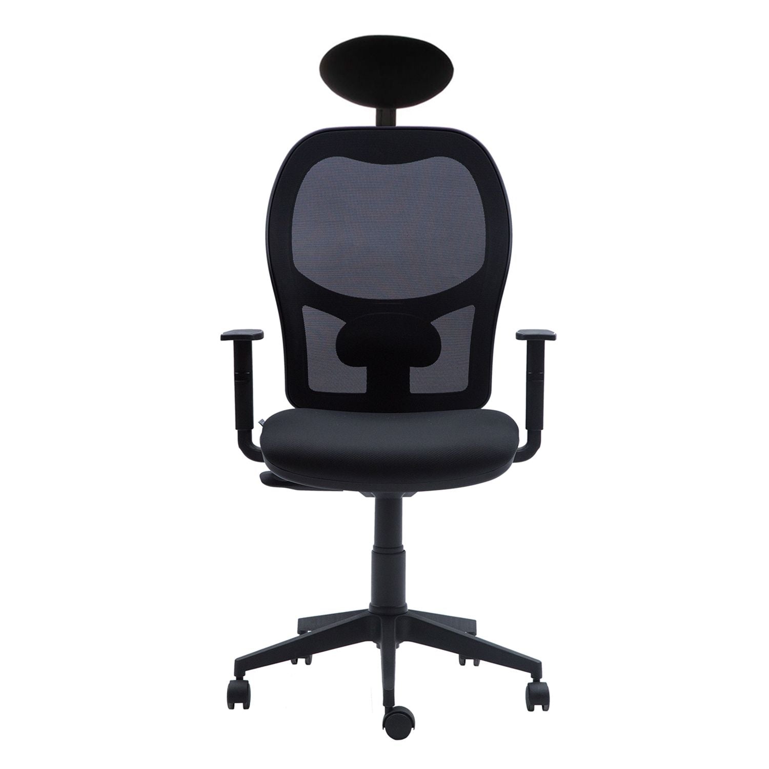 Silla oficina Q3 Negro con Cabecero - Medular Diseño Sillas de Escritorio