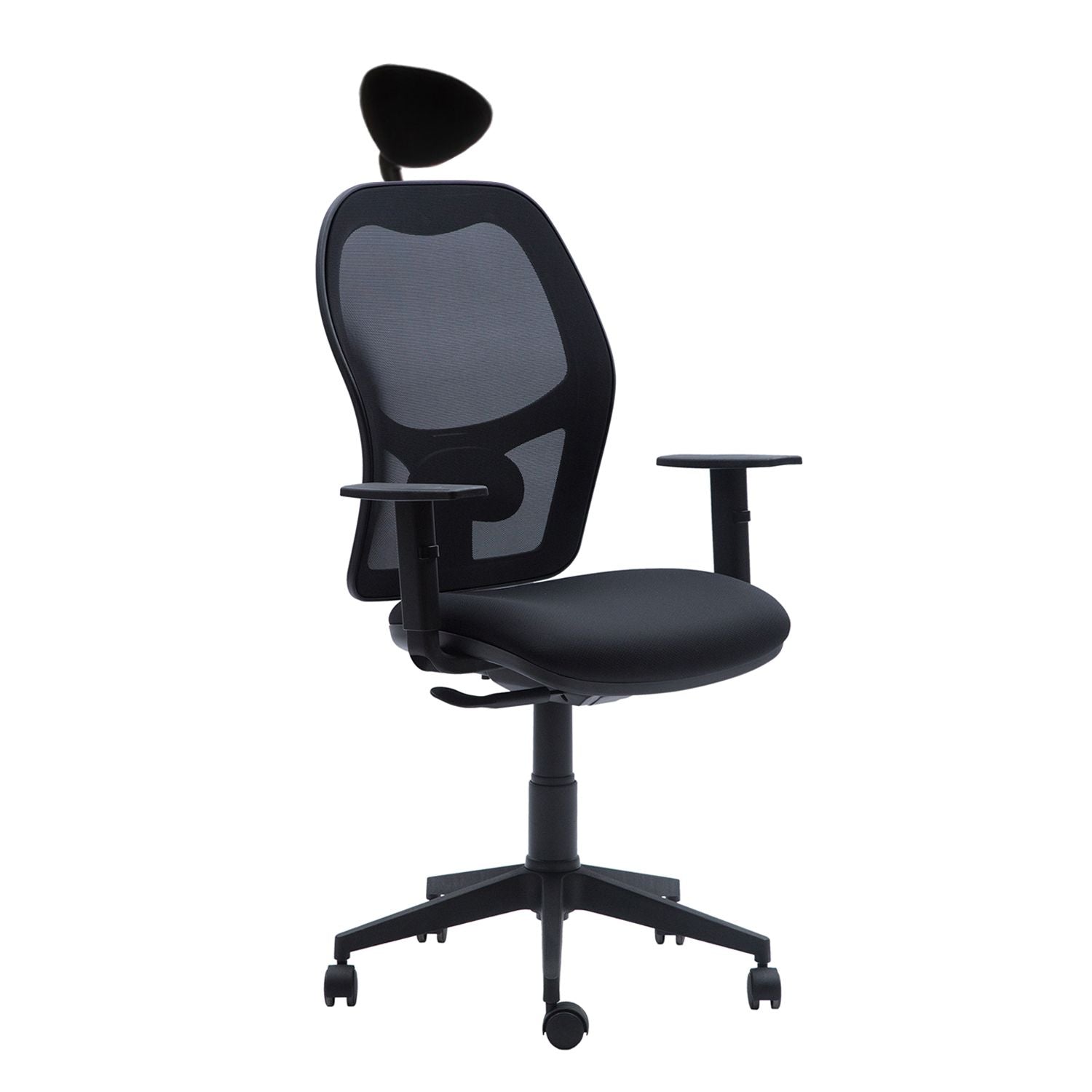 Silla oficina Q3 Negro con Cabecero - Medular Diseño Sillas de Escritorio