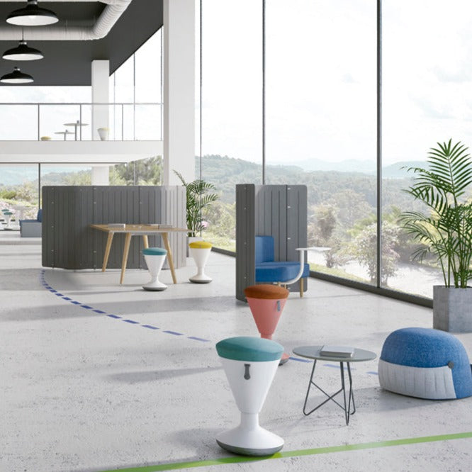 Taburete oficina Chessy Verde y Azul - Medular Diseño Sillas de Escritorio