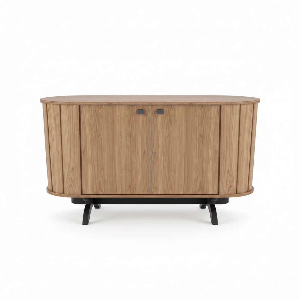 Aparador Compacto Curved Wood – Elegancia Japandi para Espacios Modernos