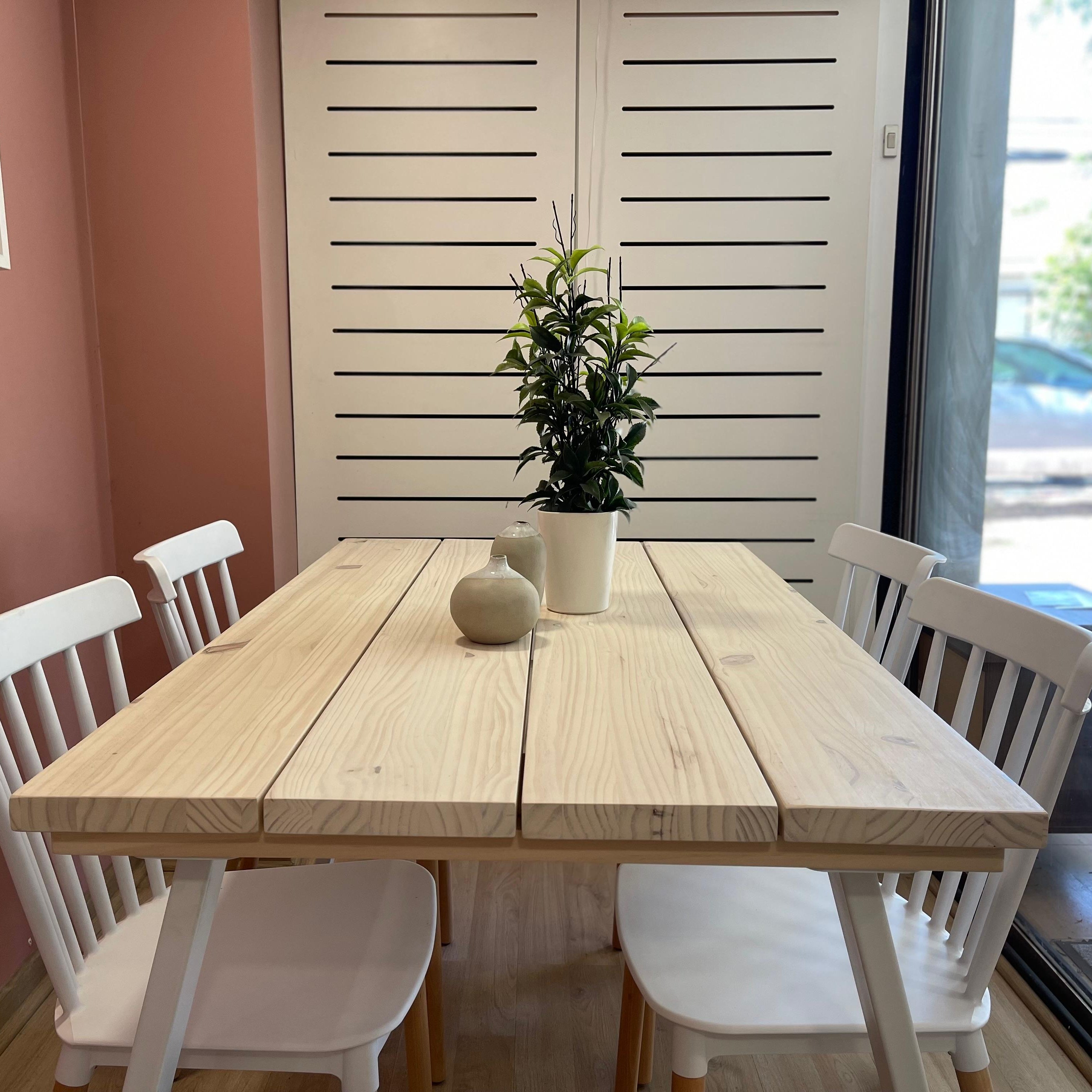 Juego de Comedor Linha Natural 4P +  4 Sillas Queen Blanca