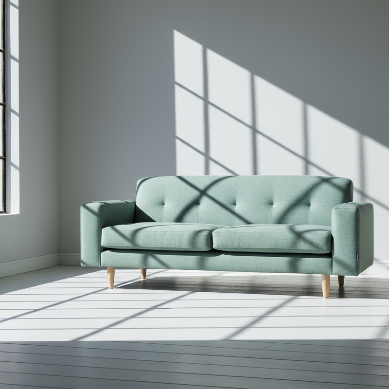 Ambiente con luz geométrica usando imagen del sofá